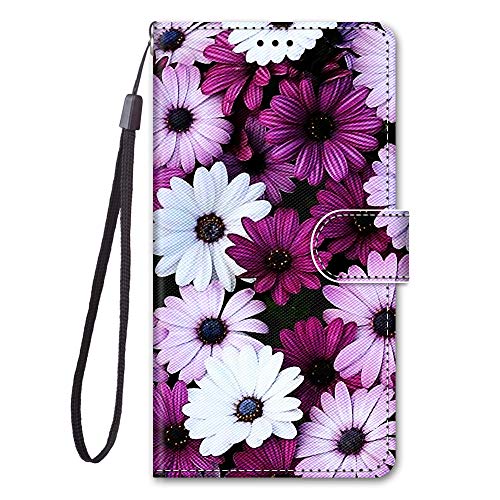 Nodigo für Huawei P30 Lite Leder Hülle Magnetisch Kickstand mit Kartenfach 360 Grad Tier Muster Motiv Lustig Design Silikon Hüllen Handyhülle Wallet Tasche Case Mädchen Damen - Gänseblümchen von Nodigo