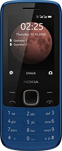 Nokia 225 (2020) 4G Dual-SIM Mobiltelefon im blauen Premium Design (2.4" QVGA Display, 4G Technologie, Bluetooth 5.0, MP3-Player, FM Radio, 128 MB Speicher (bis zu 32 GB via microSD), VGA Kamera) von Nokia