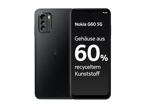 Nokia G60 5G Smartphone, 6.58" HD+ 120Hz display, 6GB RAM & 128GB Storage, Android 12, 50MP AI Kamera, 3 Jahre Garantie & Updates, hergestellt aus 60% recyceltem Plastik, 2 Tage Akkulaufzeit - Schwarz Nokia G60 5G Smartphone, 6.58" HD+ 120Hz display, 6GB RAM & 128GB Storage, Android 12, 50MP AI Kamera, 3 Jahre Garantie & Updates, hergestellt aus 60% recyceltem Plastik, 2 Tage Akkulaufzeit - Schwarz von Nokia
