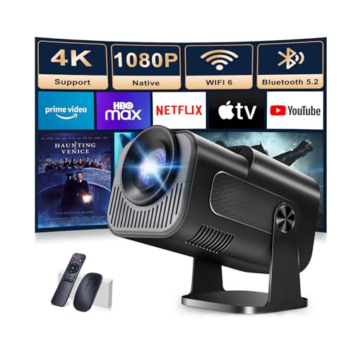 【App integrata】 Mini Proiettore Portatile 1080P 4K Con WiFi 6 Bluetooth 5.2, Proiettore Portatile Android Supporta Rotativo a 180°, Auto Keystone, TV Stick/USB/HDMI/PC, Con Cavo HDMI & Mouse, Nero 【App integrata】 Mini Proiettore Portatile 1080P 4K Con WiFi 6 Bluetooth 5.2, Proiettore Portatile Android Supporta Rotativo a 180°, Auto Keystone, TV Stick/USB/HDMI/PC, Con Cavo HDMI & Mouse, Nero von Nonete