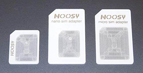 Noosy Adapter für Nano-SIM auf Micro-SIM, Nano-SIM auf Standard-SIM und Micro-SIM auf Standard-SIM, Adapter für iPhone 5, 4S, 4, iPad 4, 3, 2, Mini, weiß von Noosy