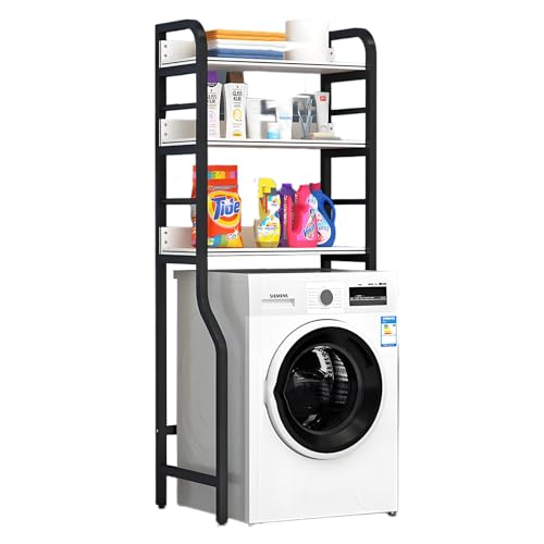 Lagerregal Für Frontlader-Waschmaschine Und Trockner,Waschmaschinenregal,Über Dem Waschmaschinenregal,Waschmaschinenschrank,Badezimmer-Regal,Für Badezimmer Küche Balkon(Black/white,3tiers) von Nordivo