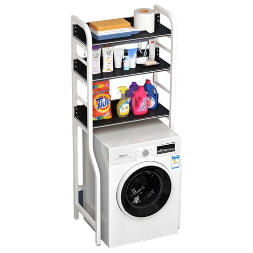 Lagerregal Für Frontlader-Waschmaschine Und Trockner,Waschmaschinenregal,Über Dem Waschmaschinenregal,Waschmaschinenschrank,Badezimmer-Regal,Für Badezimmer Küche Balkon(White/black,3tiers) von Nordivo