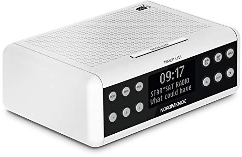 Nordmende Transita 115 – Digital-Radiowecker (DAB+/UKW Uhrenradio mit doppeltem Alarm, Sleep Timer, Snooze-Funktion, dimmbares OLED-Display mit Uhrzeit- und Infoanzeige, 3 Watt) weiß von Nordmende