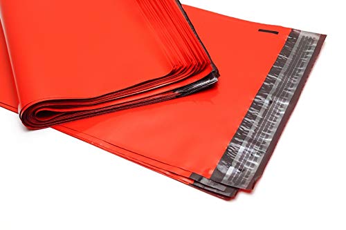 100 Farbige Folien-Versandtaschen - Bunte Klappenbeutel mit Selbstklebeverschluß, unbedruckt, LDPE, recycelbar Format 450 x 600, Farbe rot von Nordwerk