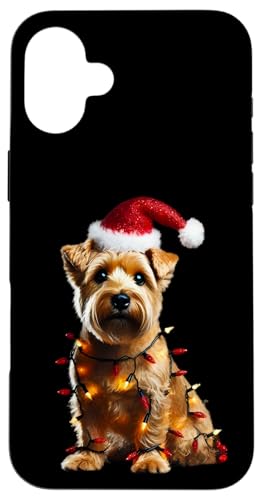 Hülle für iPhone 16 Plus Norfolk Terrier Hund Weihnachtsmannmütze Weihnachtsbeleuchtung Besitzer Mama Papa von Norfolk Terrier Dog Christmas Products