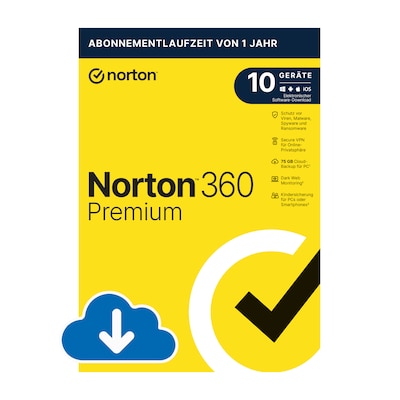 Norton 360 Premium | 75GB | 10 Geräte | Download & Produktschlüssel von NortonLifeLock Ireland Limited