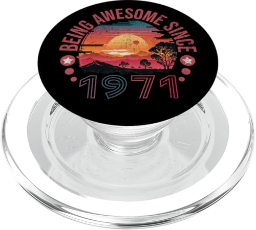 Being Awesome Since 1971 Vintage Sunset Retro Birthday PopSockets PopGrip für MagSafe von Nostalgia Style Merch.