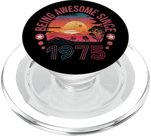 Being Awesome Since 1975 Vintage Sunset Retro Birthday PopSockets PopGrip für MagSafe von Nostalgia Style Merch.