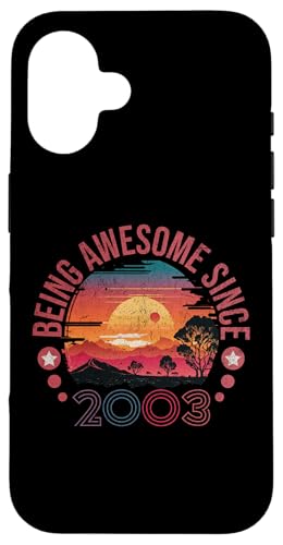 Hülle für iPhone 16 Being Awesome Since 2003 Vintage Sunset Retro Birthday von Nostalgia Style Merch.