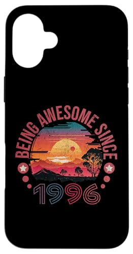 Hülle für iPhone 16 Plus Seit 1996 toll, Vintage-Sonnenuntergang, Retro-Geburtstag von Nostalgia Style Merch.