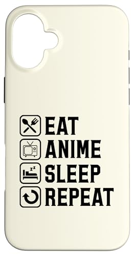 Hülle für iPhone 16 Plus Eat Anime Sleep Wiederhole einfache Anime-Ikonen von Nostalgic Anime Aesthetic Merch and Essentials