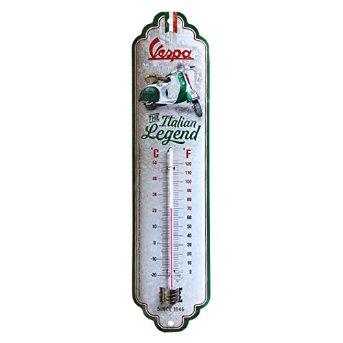 Nostalgic-Art Retro Thermometer, 7 x 28 cm, Vespa – Italian Legend – Geschenk-Idee für Roller-Fans, Original Lizenzprodukt (OLP), aus Metall, Vintage Design von Nostalgic-Art