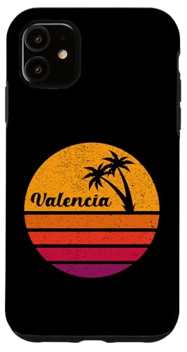 Hülle für iPhone 11 Valencia Retro-Stil 70er 80er Vintage Palme Sonnenuntergang von Nostalgic Beach Vacations