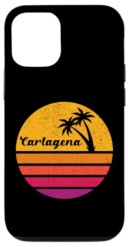 Hülle für iPhone 14 Cartagena Retro-Stil 70er 80er Vintage Palme Sunset von Nostalgic Beach Vacations