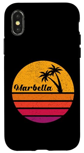 Hülle für iPhone X/XS Marbella Retro Style 70er 80er Vintage Palme Sunset von Nostalgic Beach Vacations