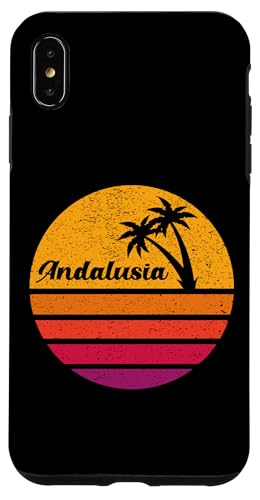 Hülle für iPhone XS Max Andalusien Retro-Stil 70er 80er Vintage Palme Sonnenuntergang von Nostalgic Beach Vacations