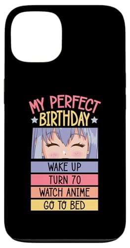 Hülle für iPhone 13 My Perfect Birthday Wake Up Turn 70 Gucke Anime Go To Bed von Nostalgic Birthday Party Supplies for Anime Fans