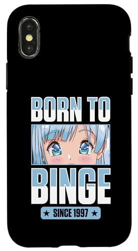 Hülle für iPhone X/XS Born To Binge Since 1997 Geburtstag für einen 1997 geborenen Anime-Fan von Nostalgic Birthday Party Supplies for Anime Fans