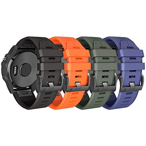 Armband für Garmin Fenix 5X /Fenix 5X Plus/Fenix 6X /Fenix 6X Pro/Fenix 7X /Fenix 3 /Fenix 3 HR, 26mm Breite Silikon Quick-Fit Uhrenarmband für Garmin, Mehrfache Farben （4PCS） von NotoCity