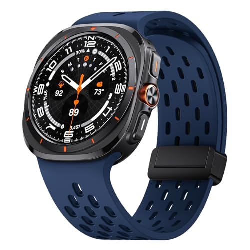 NotoCity für Samsung Galaxy Watch Ultra Armband, Silikon Uhrenarmband für Samsung Galaxy Watch Ultra 47mm für Frauen Männer, Sport Atmungsaktiv Magnetisch Einstellbar armband(Mitternachtsblau) von NotoCity