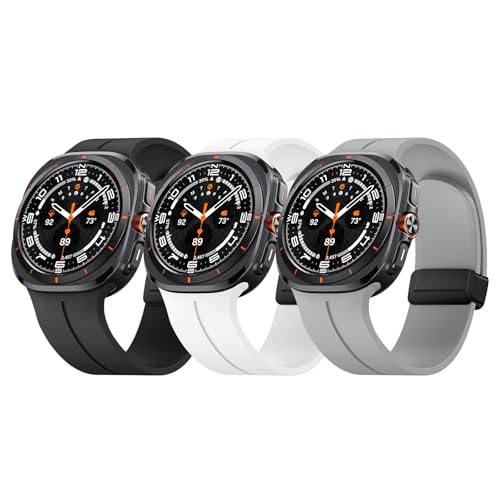 NotoCity für Samsung Galaxy Watch Ultra Armband Herren Damen, Uhrenarmband für Samsung Galaxy Watch Ultra 47mm, Silikon Sport Armband Atmungsaktiv Magnetisch Einstellbar(Schwarz+Weiß+Wolkengrau) von NotoCity