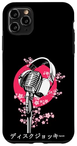 Hülle für iPhone 11 Pro Max Vintage Mikrofon Sakura Japanische Kunst Blumen DJ Damen Herren von Novelty Microphone Japan Art Podcast Mic Retro