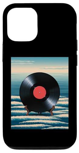 Hülle für iPhone 14 Pro Lustige Vintage Vinyl Schallplatte Sonne Japanische Kunst DJ Elektronisch von Novelty Vintage Record Music Turntable Musician