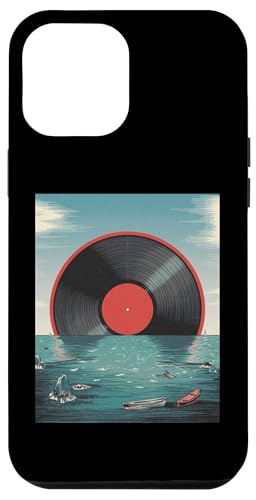 Hülle für iPhone 15 Plus Lustige Vintage Vinyl Schallplatte Sonne Japanische Kunst DJ Elektronisch von Novelty Vintage Record Music Turntable Musician