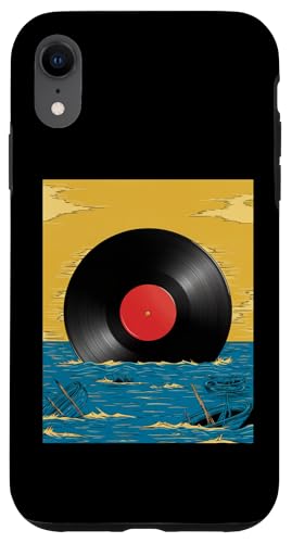 Hülle für iPhone XR Lustige Vintage Vinyl Schallplatte Sonne Japanische Kunst DJ Elektronisch von Novelty Vintage Record Music Turntable Musician