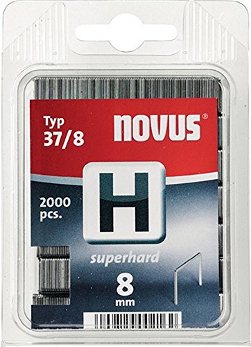 Novus Feindrahtklammern 8 mm "superhart", für Hammertacker, 2000 Tackerklammern vom Typ H37/8, Heftmittel aus Stahldraht von Novus