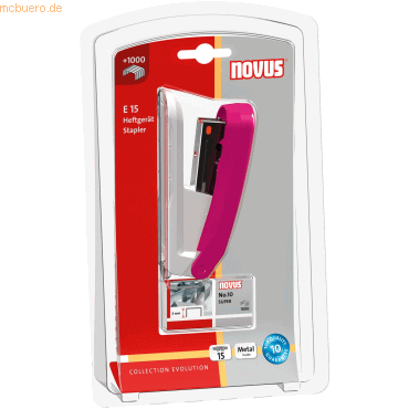 Novus Heftgerät E15 15 Blatt 37mm (Blister) pink von Novus