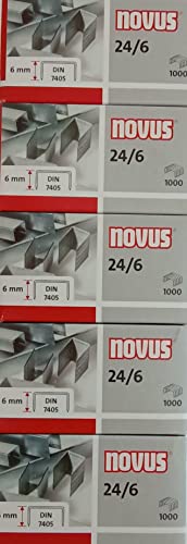 Novus Heftklammer 24/6, verzinkt, 1000 Stück (5er Spar-Pack) von Novus