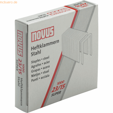 Novus Heftklammern 23/15 verzinkt VE=1000 Stück von Novus