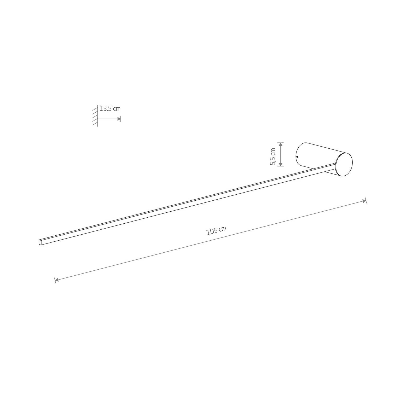 LED-Wandleuchte Arm L, 105 cm hoch, schwarz, Metall von Nowodvorski Lighting