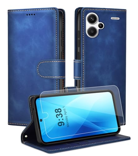 Noyabox Handyhülle für Xiaomi Redmi Note 13 Pro+ Plus 5G [Exklusive Textur] Klapphülle：1*Schutzfolie & 3*Kartenfach, Standfunktion Klappbar Stoßfeste Lederhülle Hülle Flip Case, Blau von Noyabox