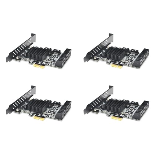 Nozldots 4X 88SE9215 Chip 8 Ports SATA 3.0 zu PCIe Erweiterungs Karte PCI Express SATA Adapter SATA 3 Konverter mit KüHl KöRper für Platte von Nozldots