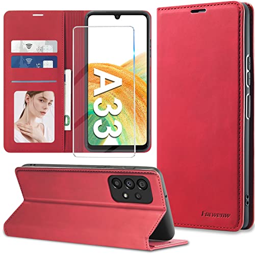 2024 Neu Handyhülle für Samsung Galaxy A35 5G Hülle Leder mit Schutzfolie [3 Kartenfächer]Klapphülle für Samsung Galaxy A35 Hülle Leder Wallet Klappbar 360 Stoßfest Cover Case für Samsung A35 5G Hülle von Nshkeji