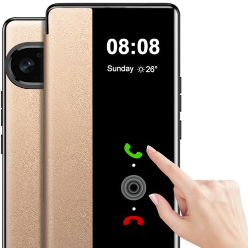 Handyhülle für Google Pixel 9/9 Pro Hülle Clear View [Touchscreen View] für Google Pixel 9 Hülle Weiche View Flip Extra-Dünn Leder Stoßfest Schutzhülle Case für Google Pixel 9 Pro Hülle Clear View von Nshkeji