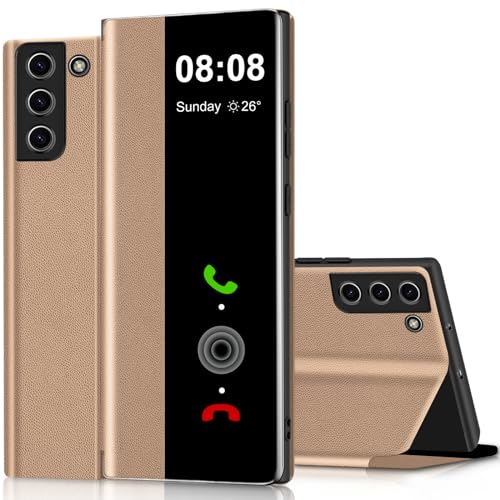Nshkeji Handyhülle für Samsung Galaxy S21 FE 5G, Clear View Touchscreen View Flip Leder Schutzhülle Cover Case, Ständer, Gold Nshkeji Handyhülle für Samsung Galaxy S21 FE 5G, Clear View Touchscreen View Flip Leder Schutzhülle Cover Case, Ständer, Gold von Nshkeji