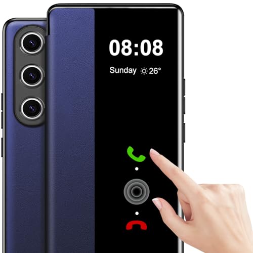 Handyhülle für Samsung Galaxy S24 Plus Hülle Clear View [Touchscreen View] für Samsung Galaxy S24 Plus 5G Hülle Weiche View Flip Leder Stoßfest Schutzhülle Case für Samsung S24 Plus Hülle Clear View von Nshkeji