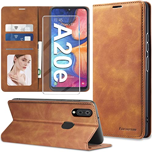 【𝐍𝐄𝐖】Handyhülle für Samsung Galaxy A20e Hülle Leder mit Schutzfolie [3 Kartenfächer] Klapphülle für Samsung Galaxy A20e Hülle Leder Wallet Klappbar Stoßfest Cover Case für Samsung Galaxy A20e Hülle von Nshkeji