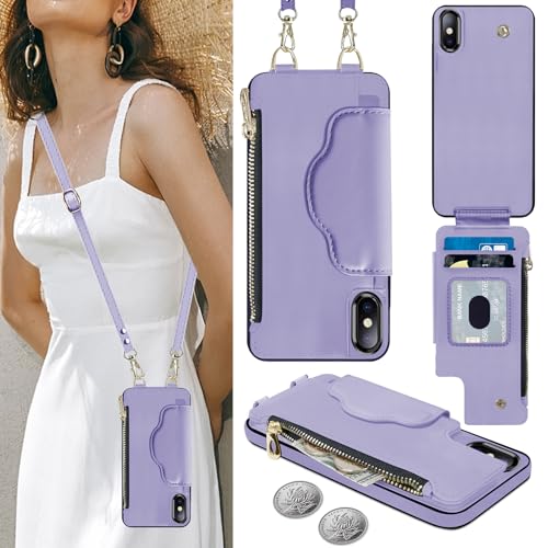 Nshkeji Handyhülle für iPhone XS Max Mit Kartenfach, Verstellbarer Halskette, Reißverschluss Geldbörse - Leder Etui Mit Band (6,5 Zoll) Nshkeji Handyhülle für iPhone XS Max Mit Kartenfach, Verstellbarer Halskette, Reißverschluss Geldbörse - Leder Etui Mit Band (6,5 Zoll) von Nshkeji