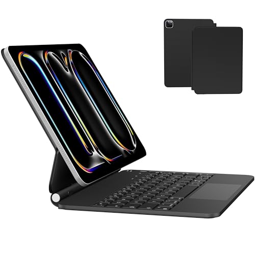 Nuflaz X7P Magic Keyboard für iPad Pro 11 Zoll (M4 2024) – Deutsche QWERTZ-Tastatur mit RGB-Beleuchtung, Funktionstasten & Präzisions-Trackpad, Schwarz Grau von Nuflaz