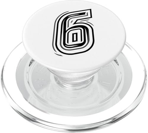 6 - "Sleek Six" - Rückseite schwarz Nummer 6 für Sport und Verein PopSockets PopGrip für MagSafe von Number Crests