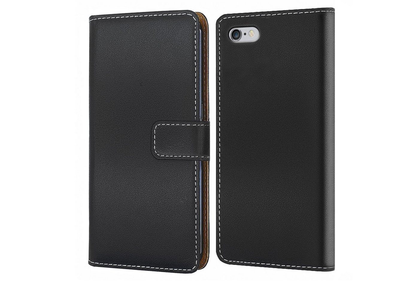 Numerva Handyhülle Bookstyle Etui Handytasche Schutzhülle für Apple iPhone 6, Klapphülle Flip Cover Schwarz von Numerva