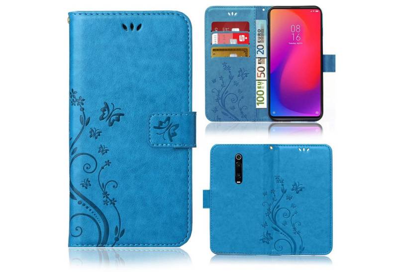 Numerva Handyhülle Bookstyle Flower für Xiaomi Mi 9T / Mi 9T Pro, Handy Tasche Schutzhülle Klapphülle Flip Cover mit Blumenmuster von Numerva