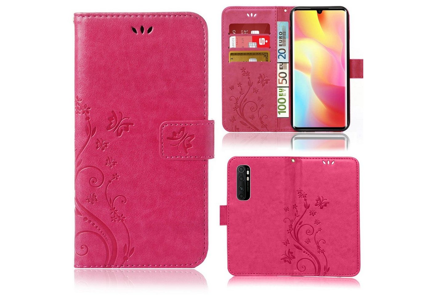 Numerva Handyhülle Bookstyle Flower für Xiaomi Mi Note 10 Lite, Handy Tasche Schutzhülle Klapphülle Flip Cover mit Blumenmuster von Numerva