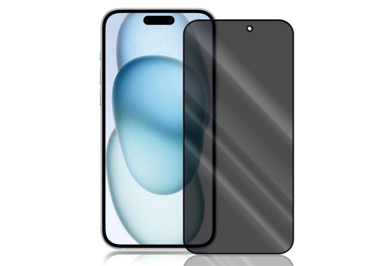 Numerva Schutzfolie Panzer Folie Echt Glas Folie für Apple iPhone 15 Plus, (1x Schutzfolie 2x Reinigungstücher), Anti Spy Schutzfolie Blickschutz Glasfolie Sichtschutzfolie von Numerva