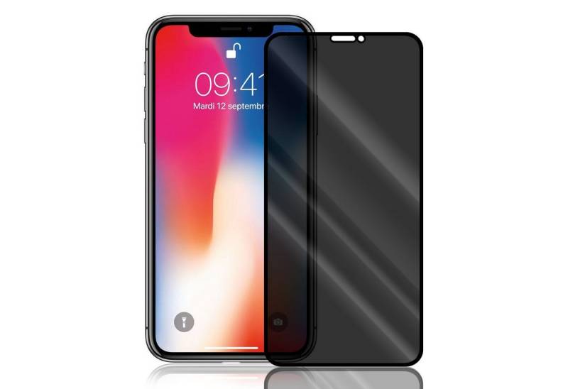 Numerva Schutzfolie Panzer Folie für Apple iPhone XS Max Echt Glas Folie, (1x Schutzfolie 2x Reinigungstücher), Anti Spy Schutzfolie Blickschutz Glasfolie Sichtschutzfolie von Numerva